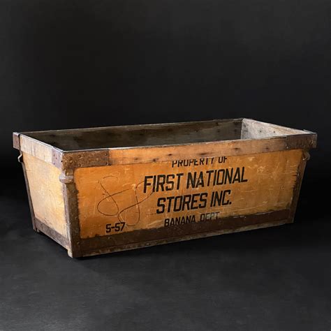 antique wood & metal banana box|antique wood near me.